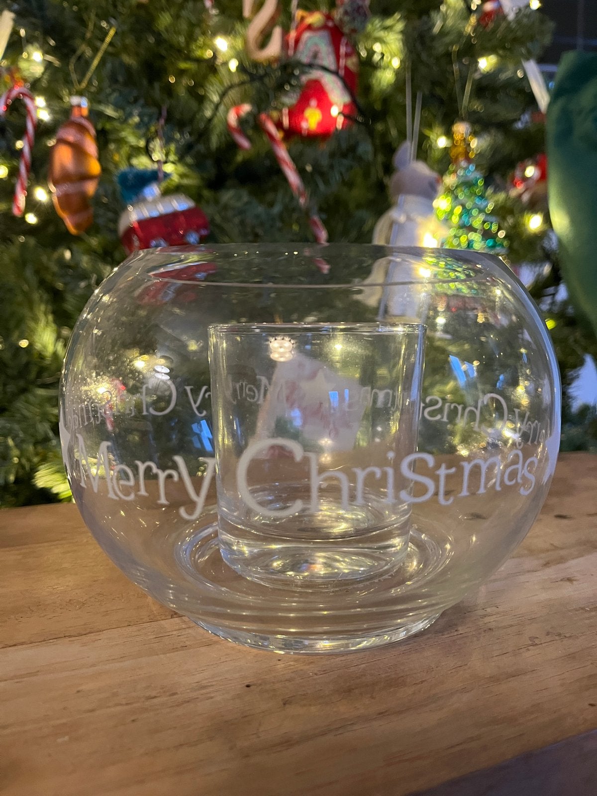 Riverdale Merry Christmas glazen windlicht/vaas, Ophalen of Verzenden, Zo goed als nieuw, Glas, Modern