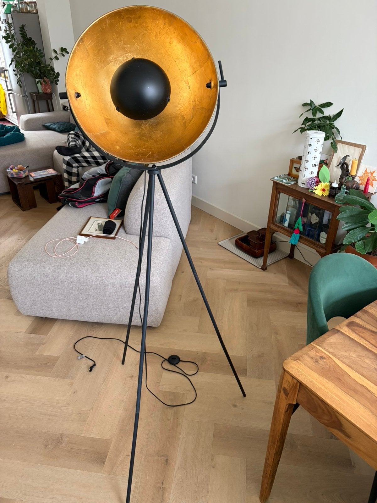 Qazqa vloerlamp goud, Ophalen, Zo goed als nieuw, 150 tot 200 cm