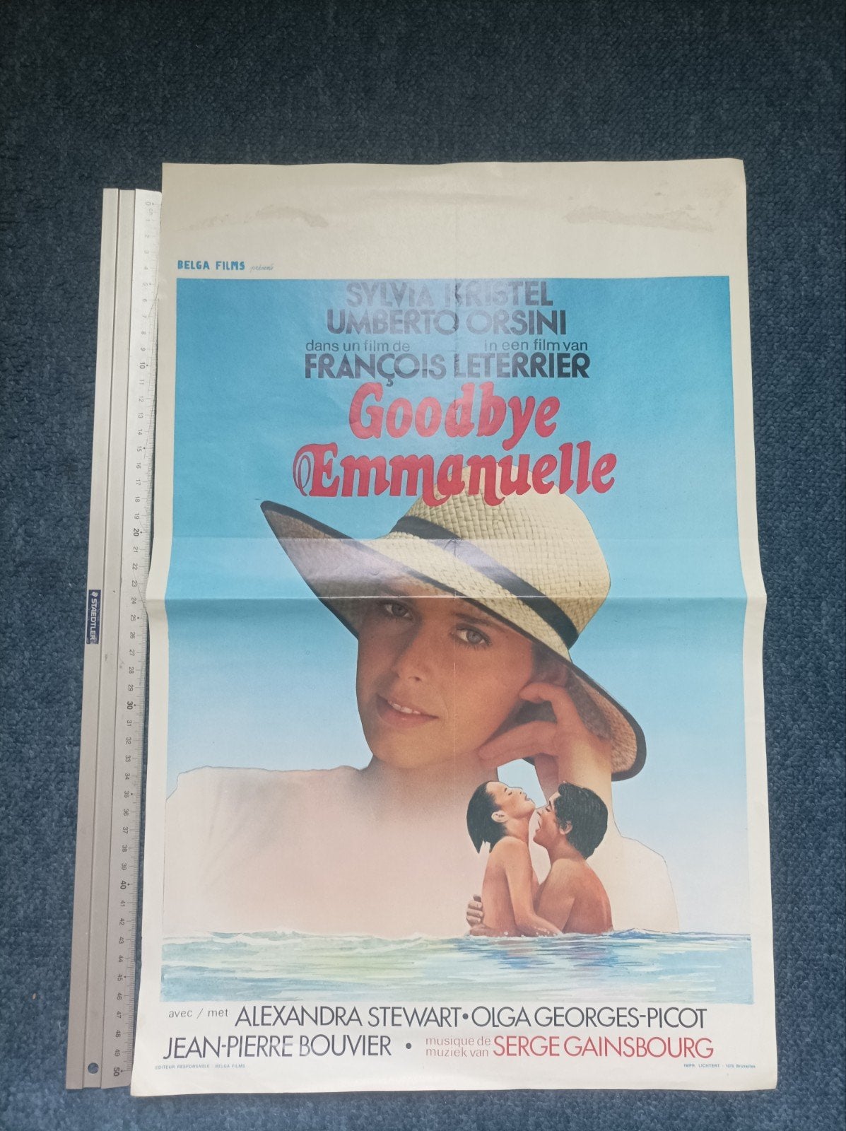 Originele Belgische filmposter - Goodbye Emmanuelle, Ophalen of Verzenden, Gebruikt, A1 t/m A3, Film en Tv