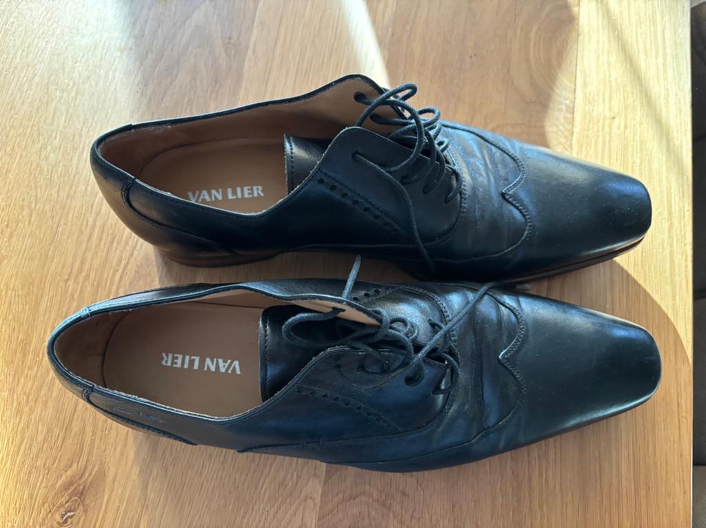 Van Lier veterschoenen maat 9,5 (44) kleur zwart, Zwart, Van Lier, Ophalen of Verzenden, Zo goed als nieuw