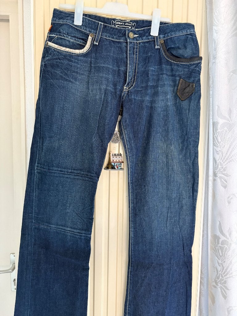 Heren Jeans - Donkerblauw met unieke details, Robin‘s Jeans, Blauw, Overige jeansmaten, Ophalen of Verzenden