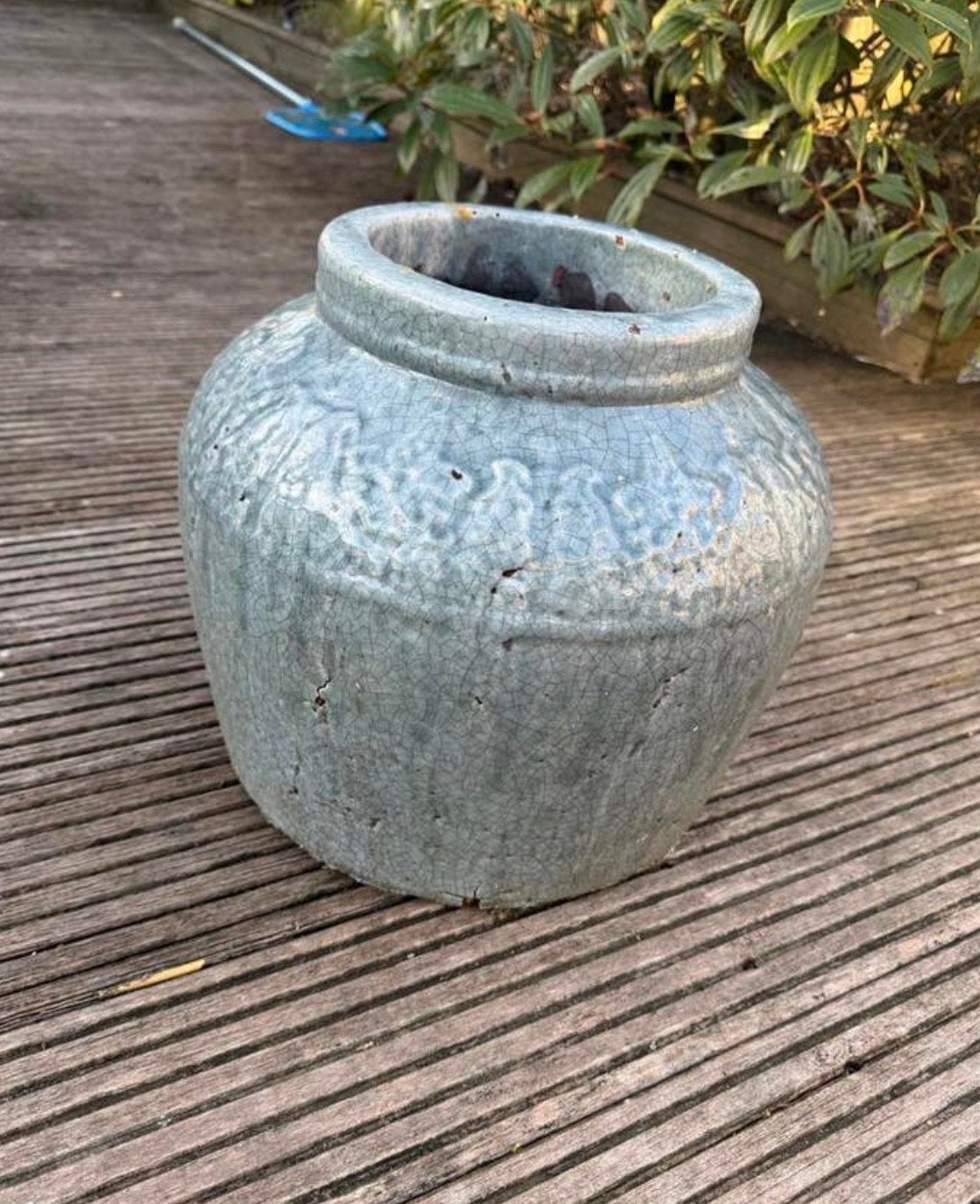 Grote decoratieve pot met craquelé glazuur, Ophalen