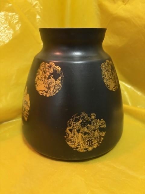 Chokin Japanse metalen vaas met rondom goud etsing, Ophalen of Verzenden