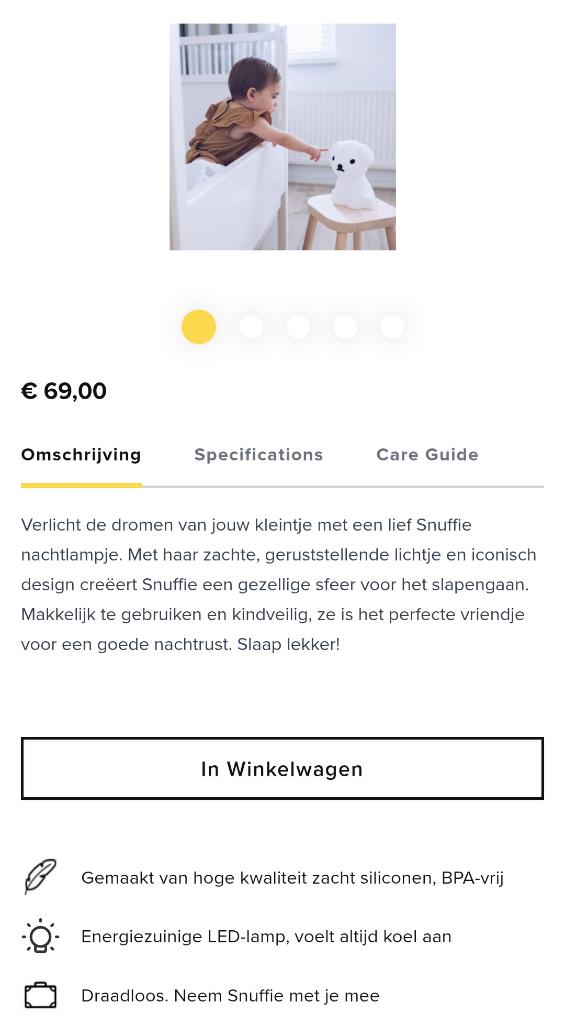 Snuffie First Light silicone led nachtlamp hondje, Ophalen of Verzenden, Zo goed als nieuw, Lamp
