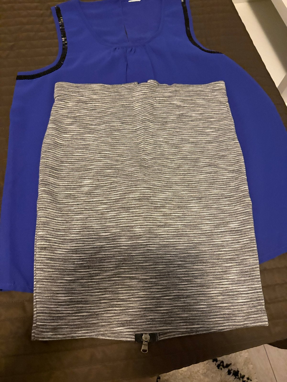 Set van 4 kledingstukken: top, rok, broek, gilet, Overige kleuren, Ophalen of Verzenden, Zo goed als nieuw, Maat 36 (S)