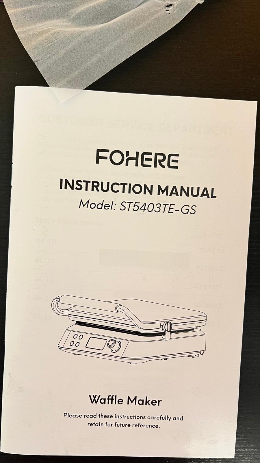 FOHERE Wafelijzer ST5403TE-GS – NIEUW / ONGEBRUIKT, Ophalen of Verzenden, Nieuw