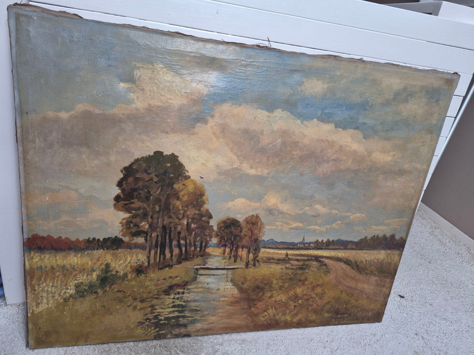 Groot olieverfschilderij Haagse school stijl 1910, Antiek en Kunst, Ophalen of Verzenden