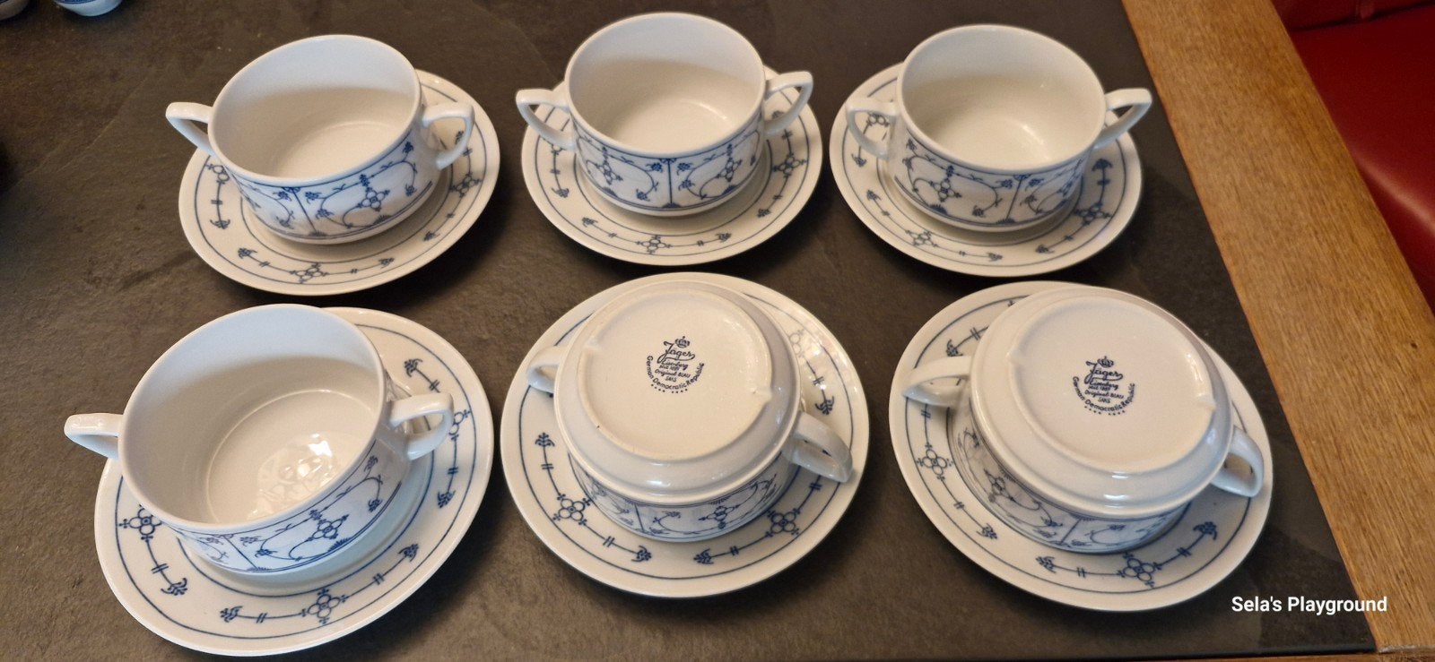 Jäger Eisenberg Original Blau Saks Soepkommen met Schotels, Antiek en Kunst, Antiek | Servies los, Ophalen