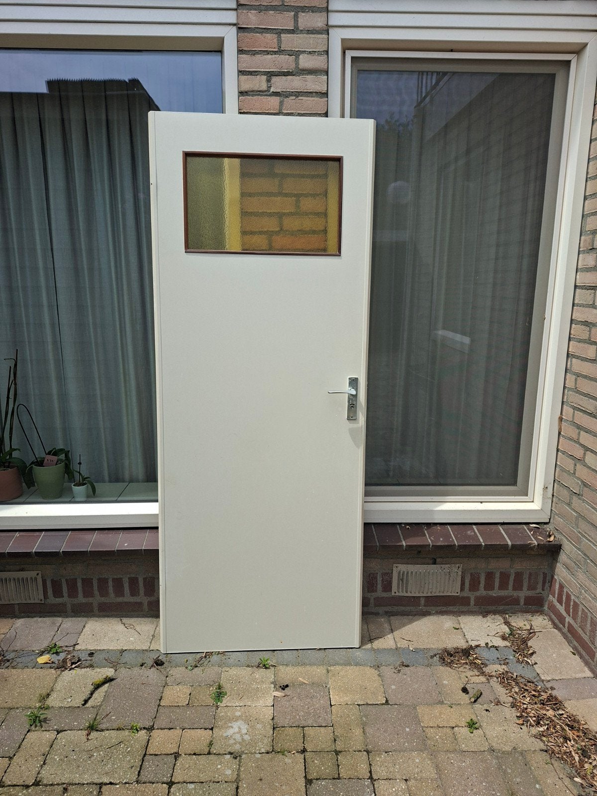 Opdekdeuren met raampje - €10 per stuk, Ophalen, Gebruikt, Binnendeur, 200 tot 215 cm