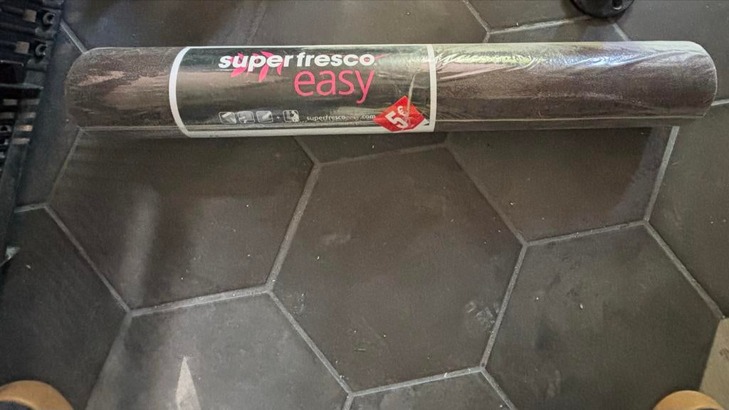 Behang Leer blokken Bruin - Super Fresco Easy, Ophalen of Verzenden, Bruin
