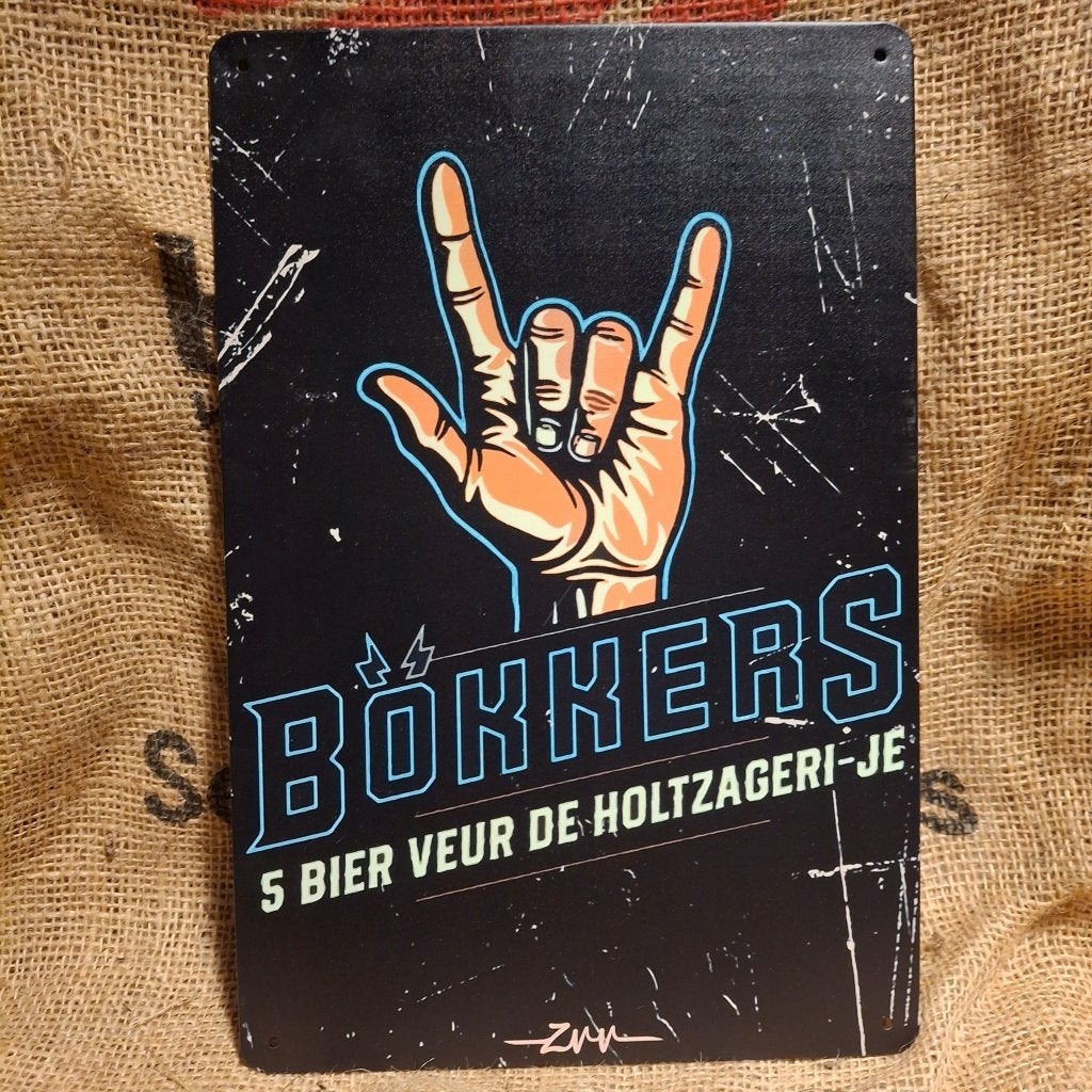 Bökkers - Metalen wandbord, Metaal, 30 cm, 20 cm, Meerkleurig