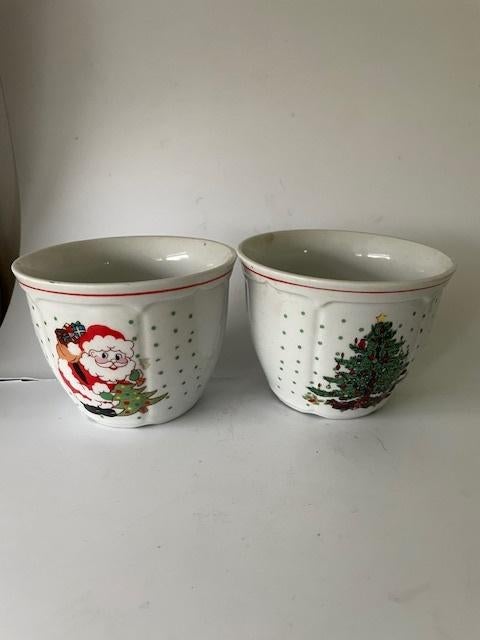 2 x klein bloempotje porselein. Kerstmis Sneeuwman kerstboom, Diversen, Kerst, Ophalen, Zo goed als nieuw