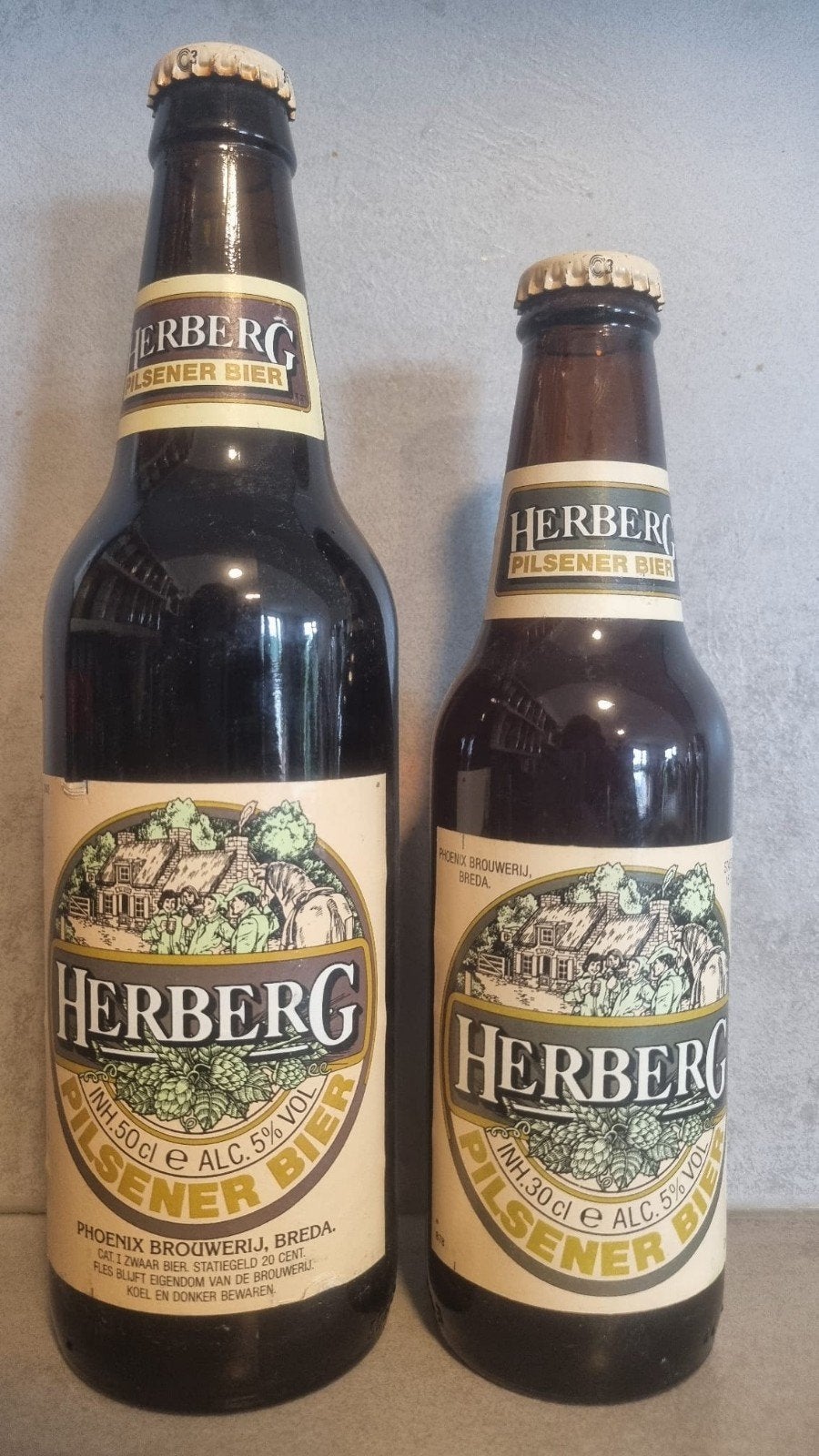 Herberg: 50cl '91 & 33cl '89 - Brouwerij Phoenix, Breda, Ophalen of Verzenden, Zo goed als nieuw, Flesje(s), Overige merken