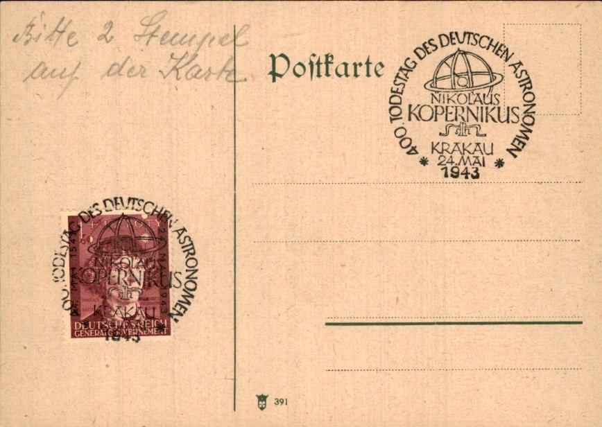 Derde Rijk - Krakau - Stempel - 1943, Postzegels en Munten, Verzenden, Briefkaart