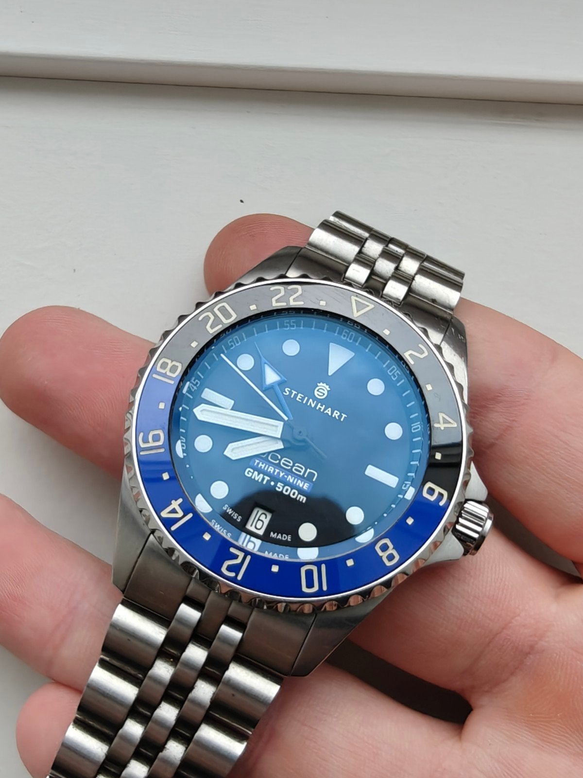 FULL SET: Steinhart Ocean 39 GMT premium 500, Overige merken, Staal, Met bandje, Polshorloge
