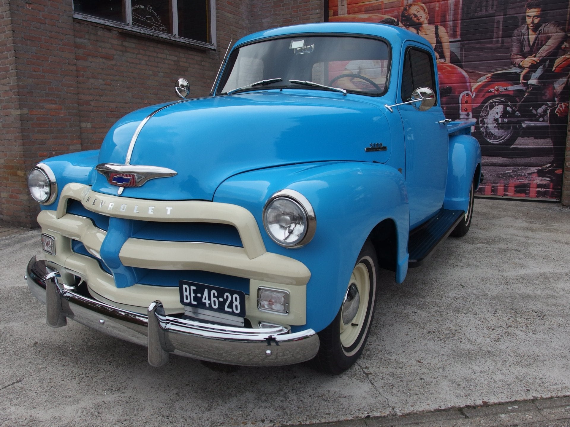 Chevrolet 3100 Thriftmaster sidestep Pick Up Thriftmaster St, Auto's, Oldtimers, Stof, Blauw, Bedrijf, Handgeschakeld