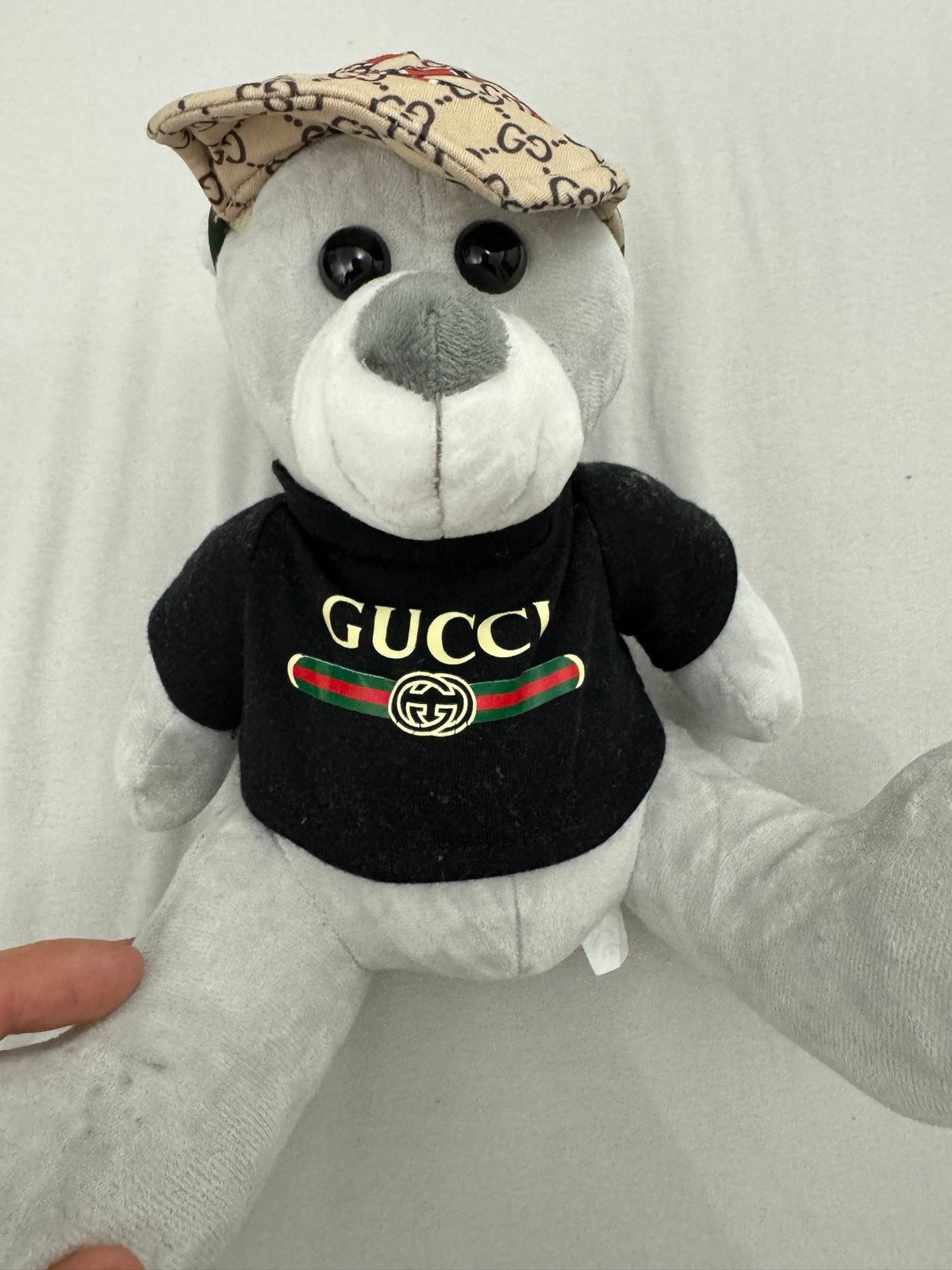 Grijze knuffelbeer met Gucci outfit, Overige merken, Overige karakters, Beer, Grijs