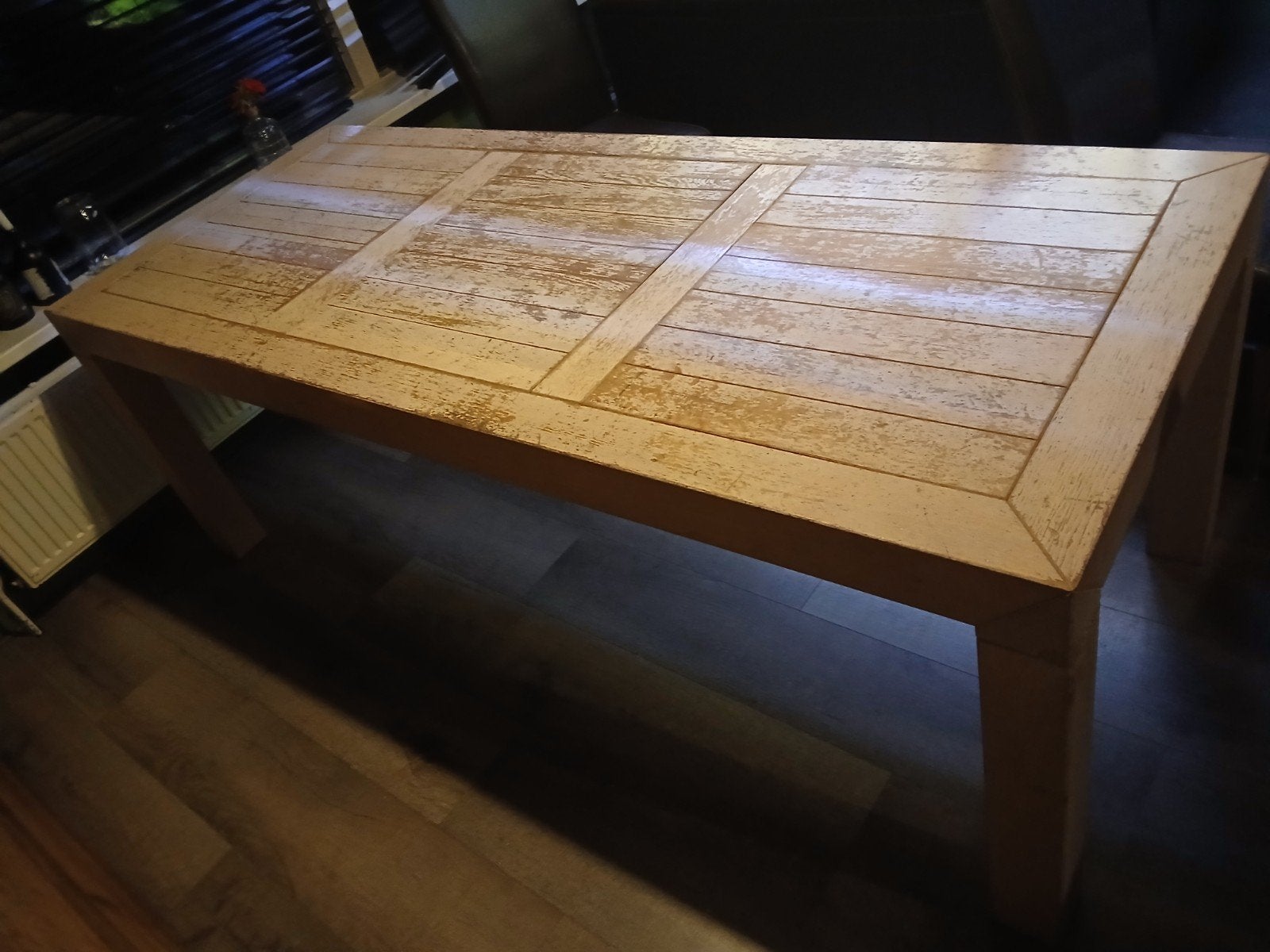 Robuuste houten eettafel - Landelijke stijl, Ophalen, Gebruikt, 50 tot 100 cm, Vier personen