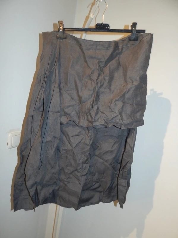 Sarah Pacini bruine linnen rok flap voorkant strik deel 42, Bruin, Verzenden, Sarah Pacini, Maat 42/44 (L)