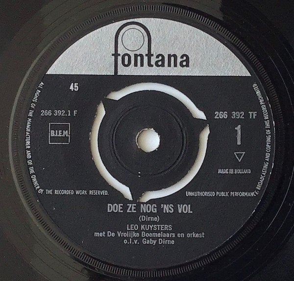 Leo Kuysters Doe Ze Nog'ns Vol / Bier Uit De Brouwerij (1963, Ophalen of Verzenden, Gebruikt, 7 inch, Nederlandstalig