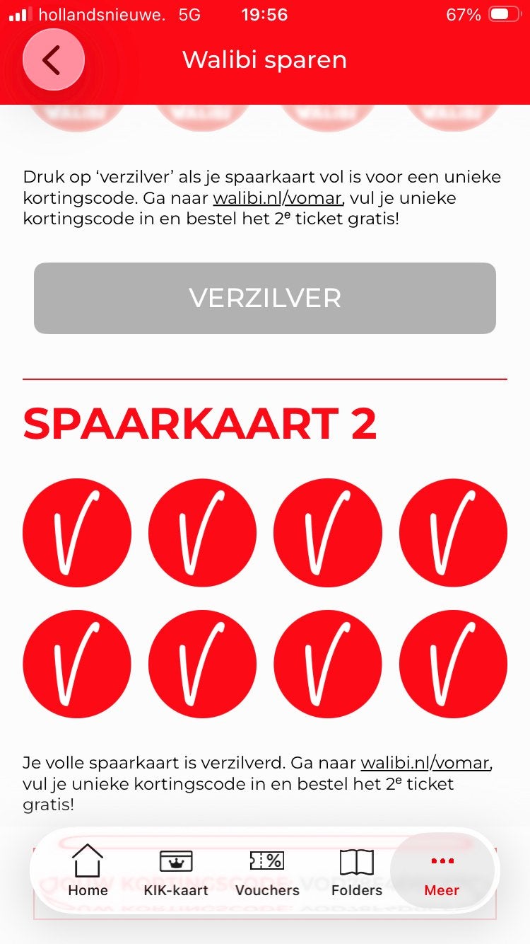 Walibi: Tweede kaartje t.w.v €46,- gratis, Verzenden, Winkel, Super of Benzinepomp, Zegels, Bonnen of Punten