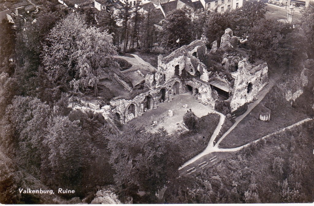 01740 Valkenburg - Ruïne ( luchtfoto ) - gel. 1961, Verzenden, 1960 tot 1980, Gelopen, Limburg