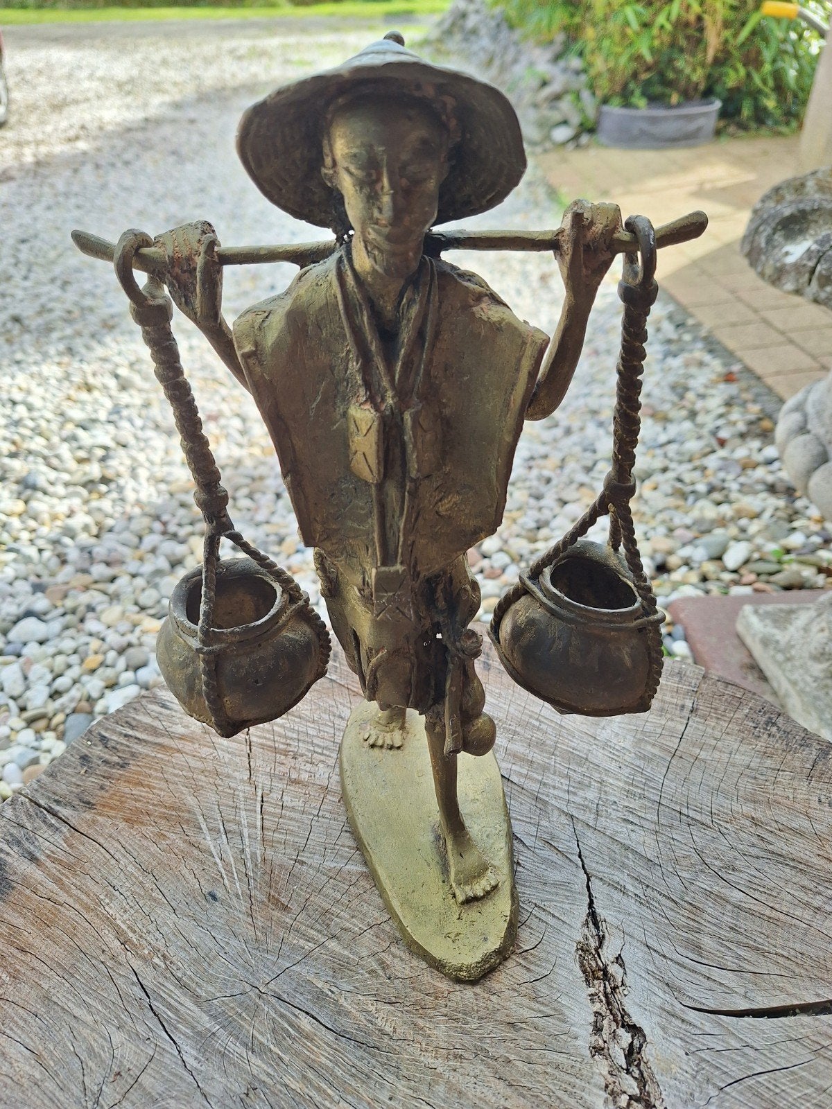 Bronzen beeld waterdrager - Aziatische stijl, Ophalen of Verzenden
