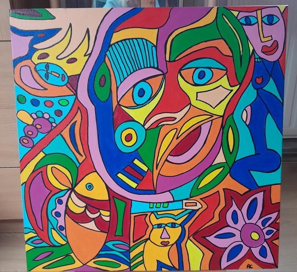 Face, Antiek en Kunst, Kunst | Schilderijen | Abstract, Ophalen of Verzenden