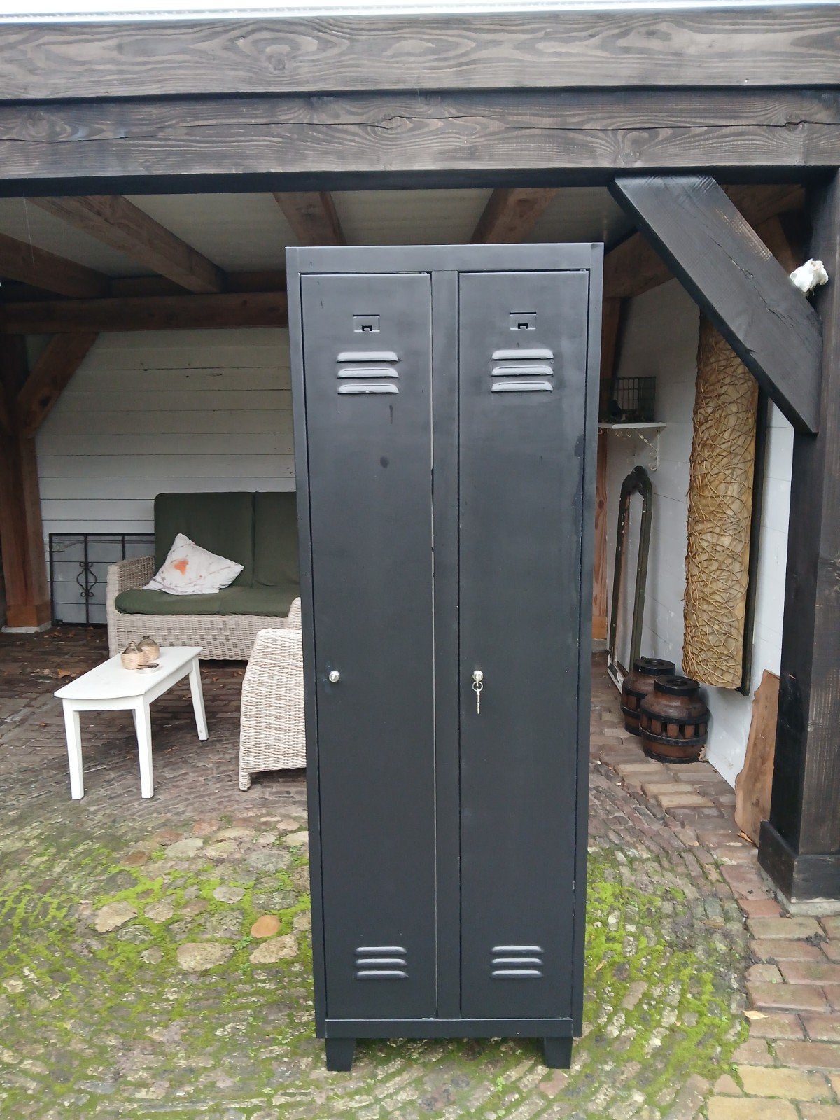 Vintage 2 d lockerkast Zwart en kleine lockerkast  € 39, Ophalen of Verzenden