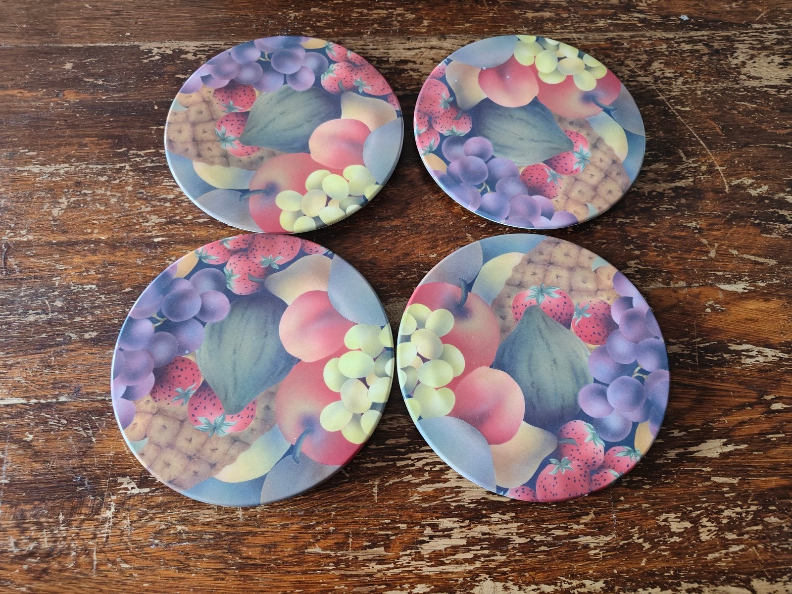 Vintage Mebel Italy Set van 4 Pannen Onderzetters Kunststof, Meerkleurig, Ophalen of Verzenden, Zo goed als nieuw, Pannenonderzetter