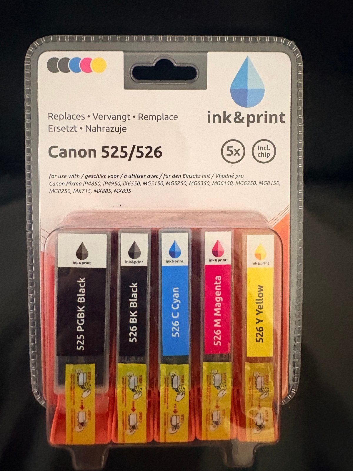 Inktpatronen Canon 525/526 (5 stuks) - Nieuw in verpakking, Ophalen of Verzenden, Nieuw, Cartridge