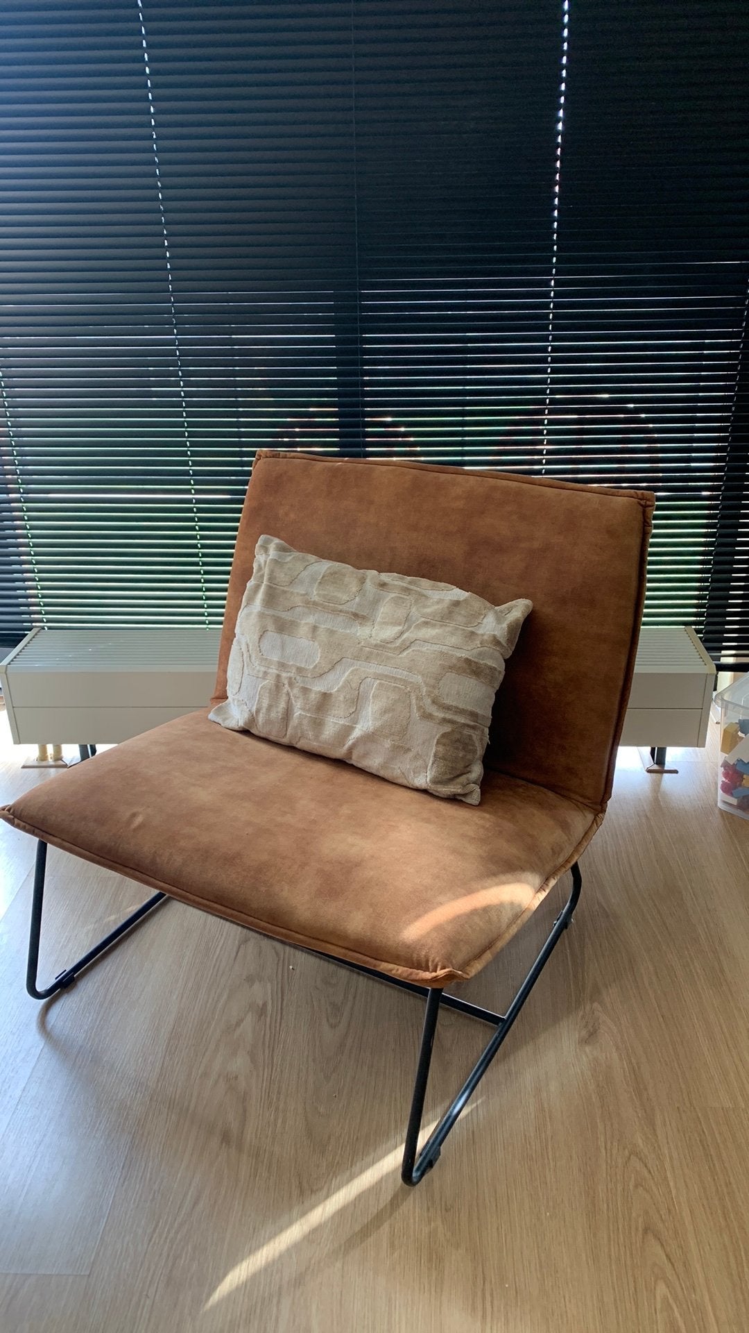 Beliani stoel cognac fauteuil, Ophalen, Eenpersoons, 75 tot 100 cm, Zo goed als nieuw