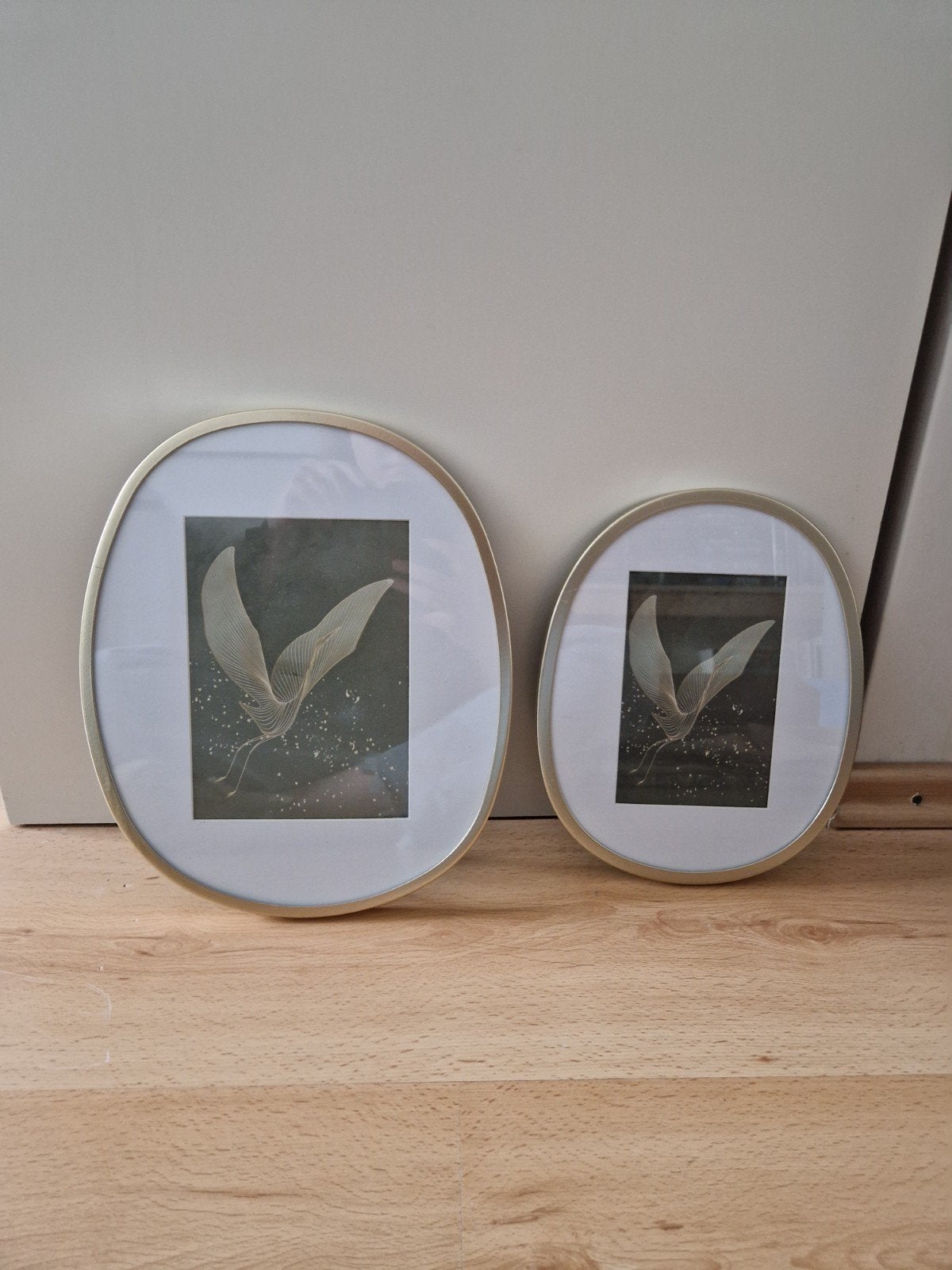 2 gouden ronde fotolijst fotolijsten wand organisch metaal, Ophalen of Verzenden, Nieuw