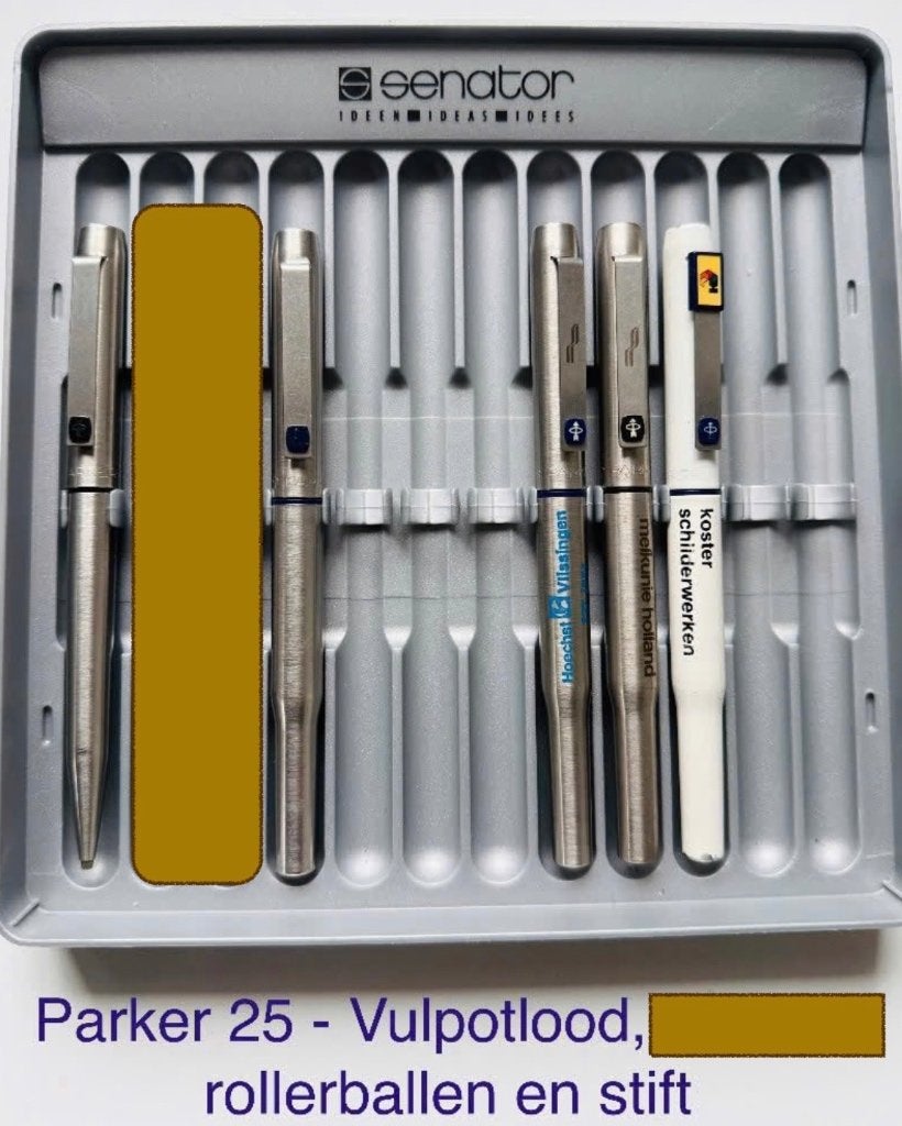Parker 25 vulpotlood, rollerball en stift., Verzamelen, Pennenset, Gebruikt, Parker, Ophalen of Verzenden