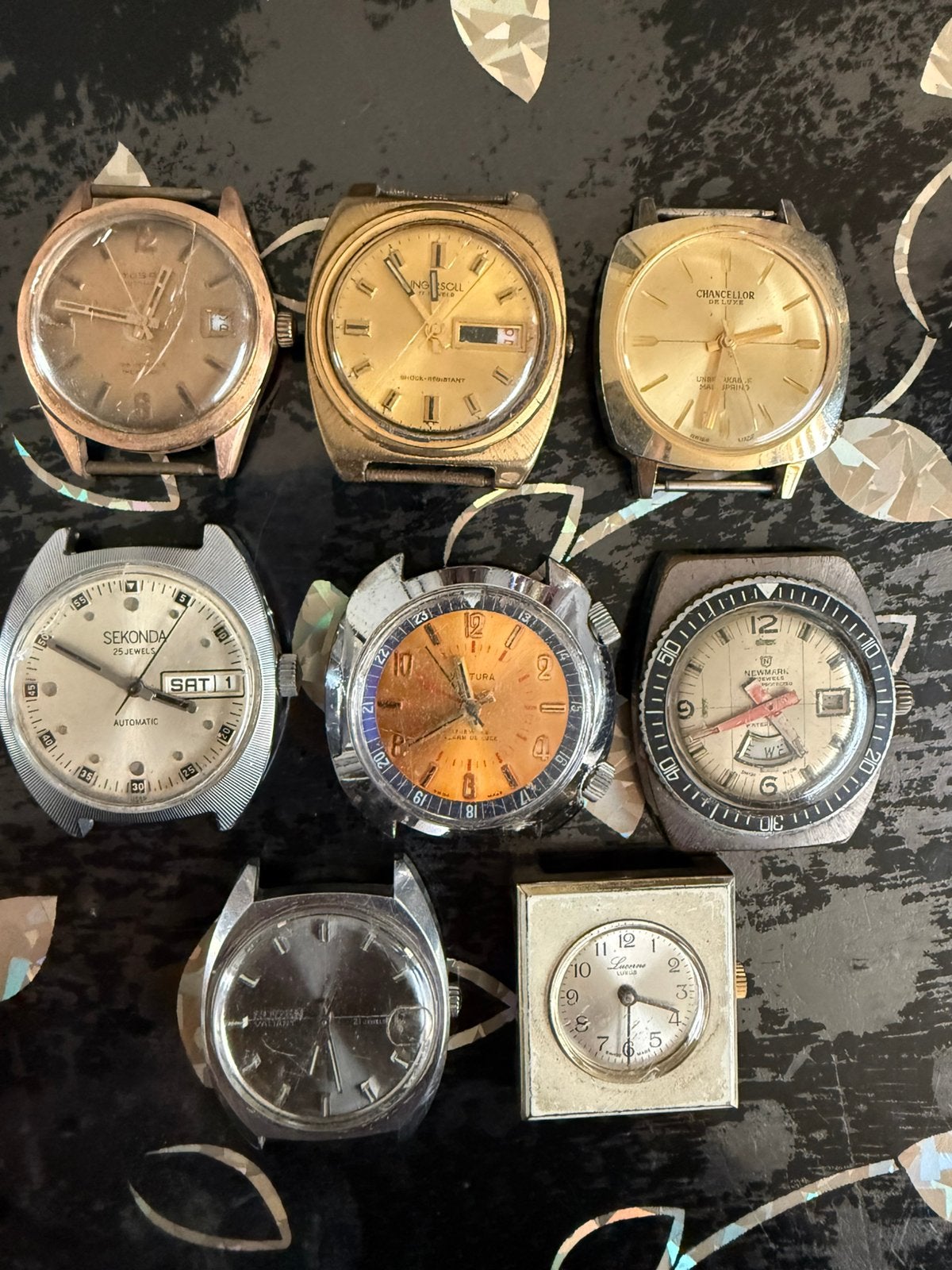 Partij van 8 Vintage Heren Polshorloges, Overige merken, Overige materialen, Polshorloge, 1960 of later