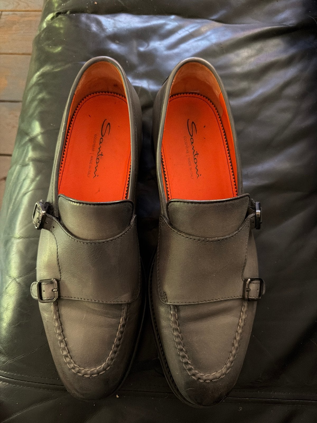 Santoni maat 46 2 x gedragen, Overige kleuren, Ophalen of Verzenden, Santoni, Gespschoenen