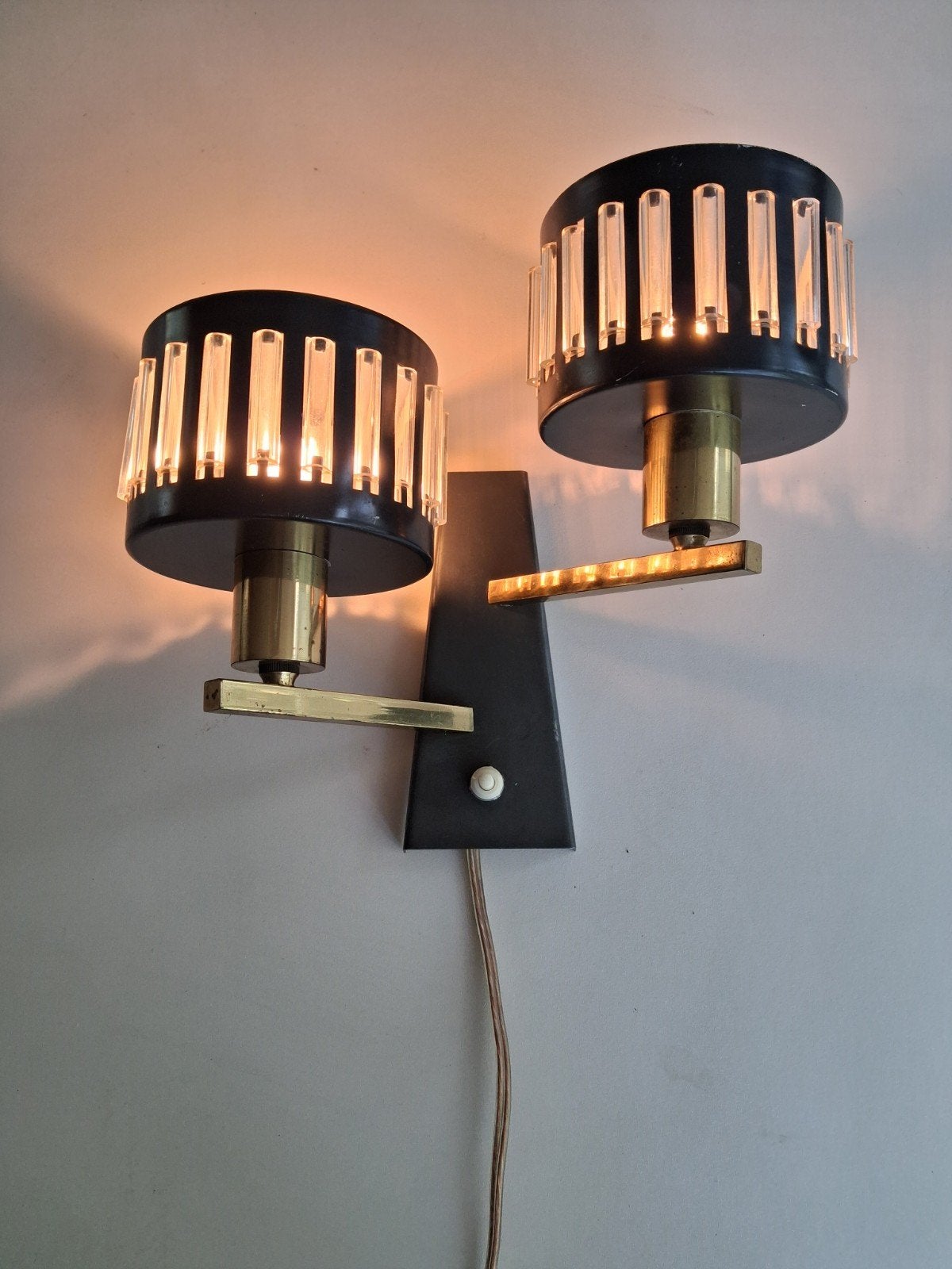 vintage, jaren 60, space age, design wandlamp,Schmahl&Schulz, Gebruikt, Met schakelaar, Zwart, E14 (klein)