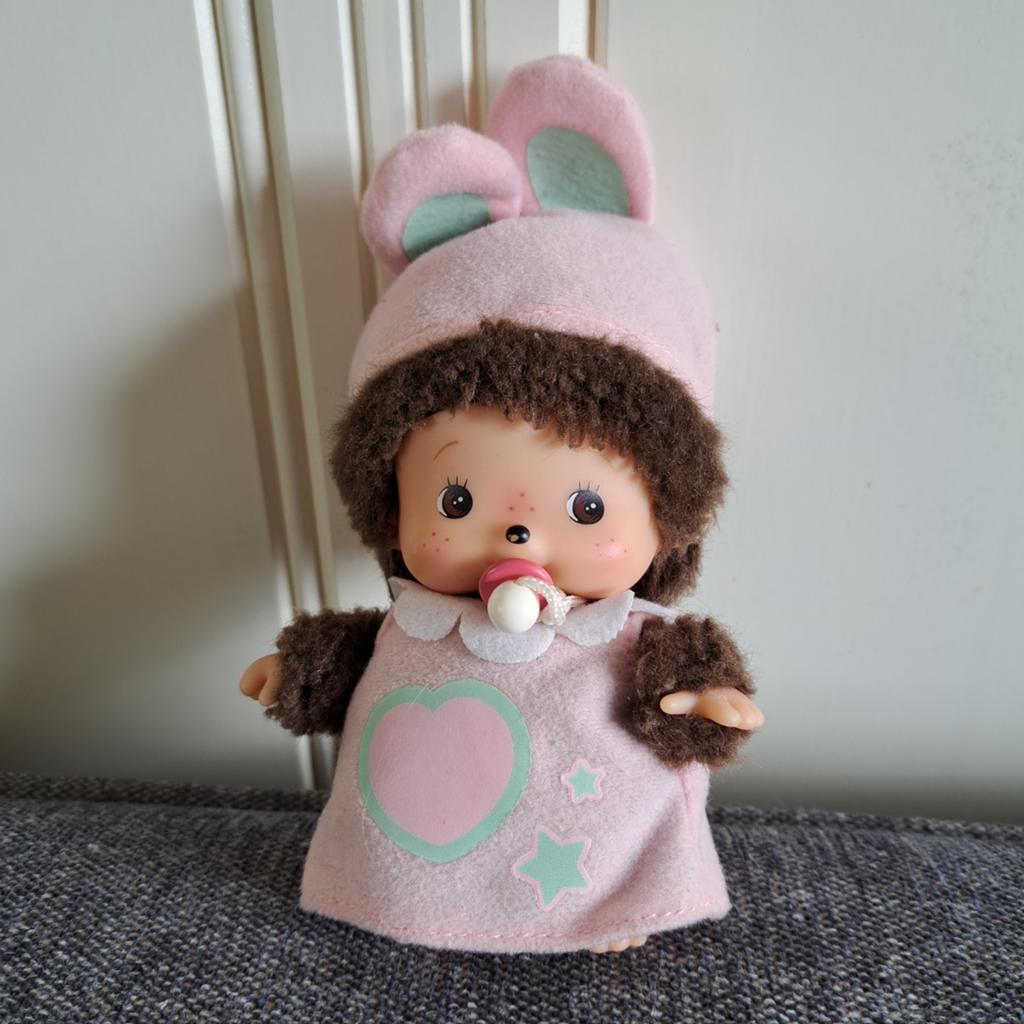 Monchhichi Bebichhichi Konijntje Dromend - 16 cm, Ophalen of Verzenden, Gebruikt, Overige typen
