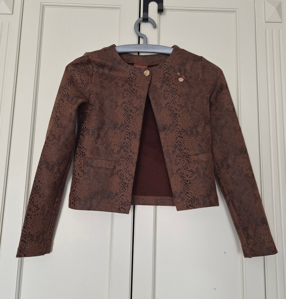 Als nieuw! Le Chic blazer, bruin, slangenprint, maat 152, Meisje, Le Chic, Trui of Vest, Ophalen of Verzenden