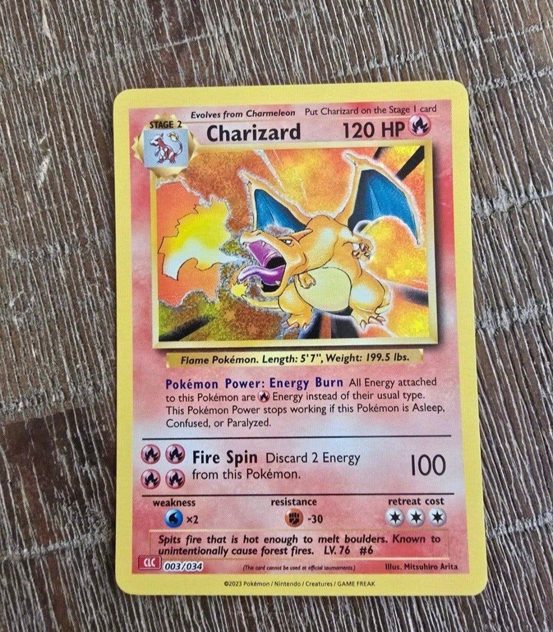 Pokémon Kaart Charizard 003/034, Ophalen, Zo goed als nieuw, Losse kaart