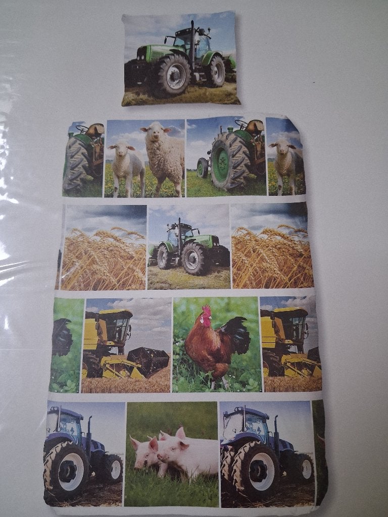 Nieuw! Super leuk dekbedovertrek trekker dieren 140x200/220, Eenpersoons, Meerkleurig, Dekbedovertrek, Katoen
