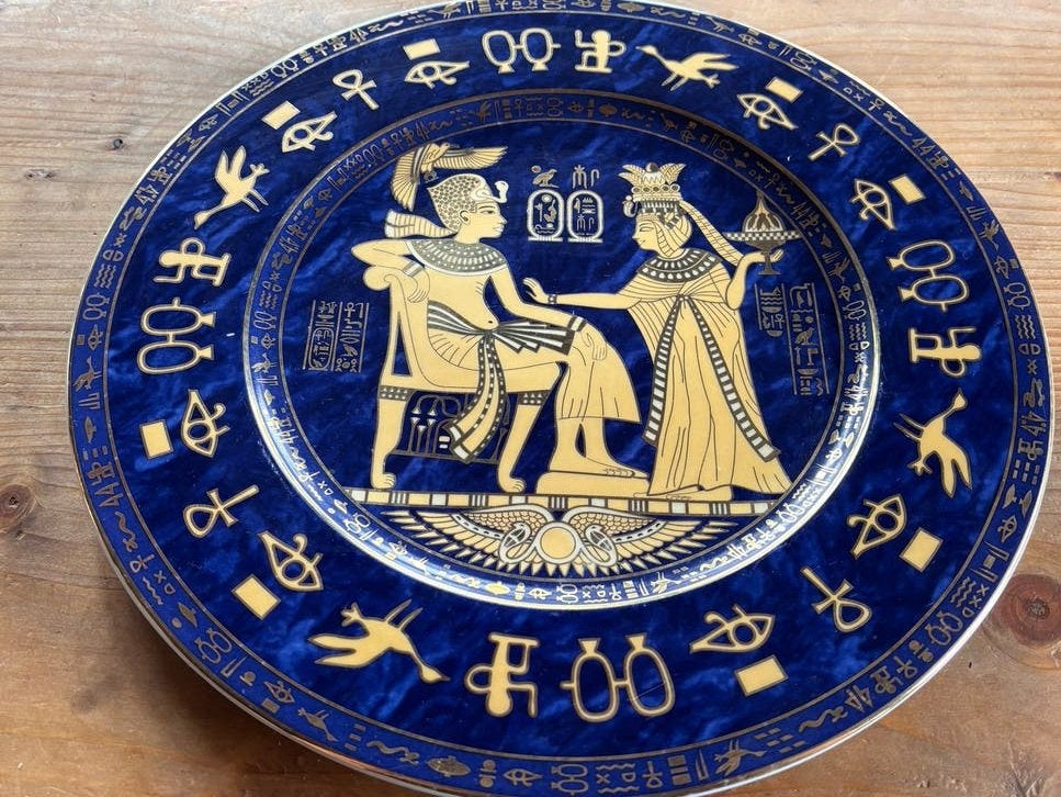 Decoratief Egyptisch bord - Fathi Mahmoud Limoges, Steen/keramiek, Blauw, Overige typen, Ophalen of Verzenden