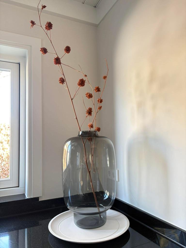 Grote Vaas Glas Fidrio Toronto Grey Hoge Vaas 50 cm Rookglas, Huis en Inrichting, Woonaccessoires | Vazen, Ophalen, Overige kleuren