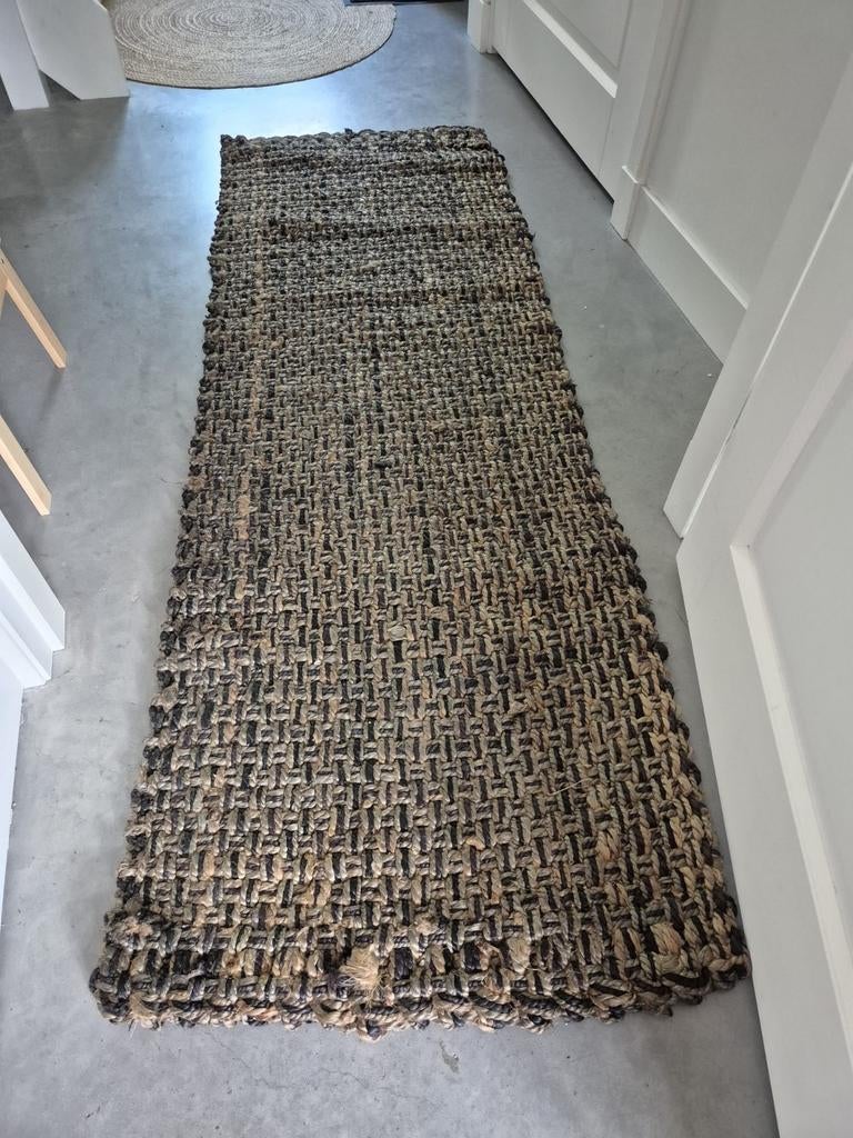 Jute vloerkleed loper 70x190 cm - Natuurlijke uitstraling, Gebruikt, Bruin, Bohemian, Natuurlijk, Rustiek, 150 tot 200 cm