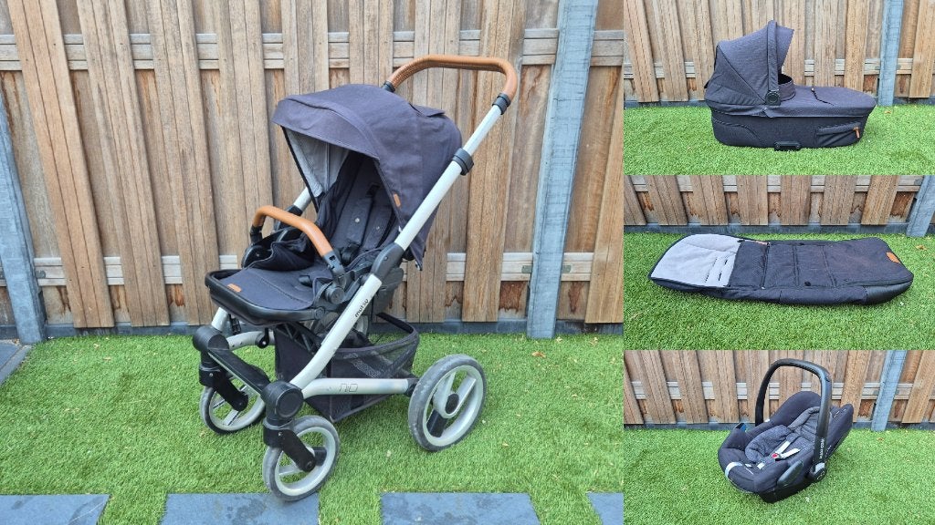 Mutsy Nio kinderwagen met reiswieg, voetenzak en Maxi-Cosi, Gebruikt, Ophalen, Kinderwagen, Met autostoeltje