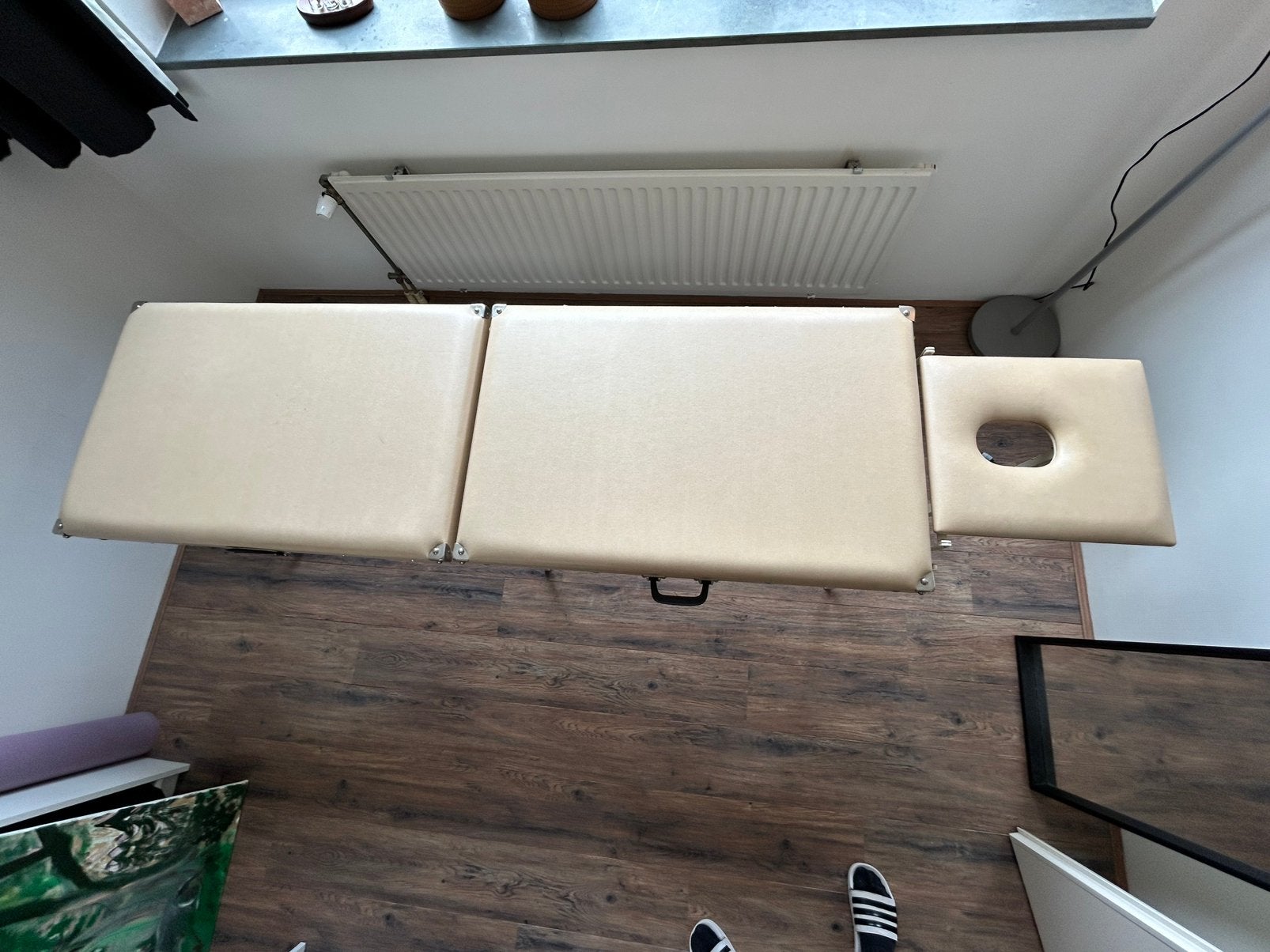 Massage tafel beige inklapbaar, Sport en Fitness, Massageproducten, Ophalen, Gebruikt, Massagetafel