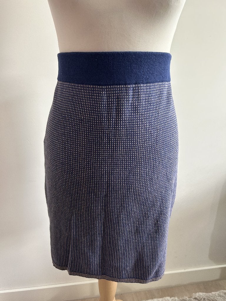 King Louie maat L blauwe wollen koker rok 3222, Kleding | Dames, Rokken, Blauw, Maat 42/44 (L), Ophalen of Verzenden, Zo goed als nieuw
