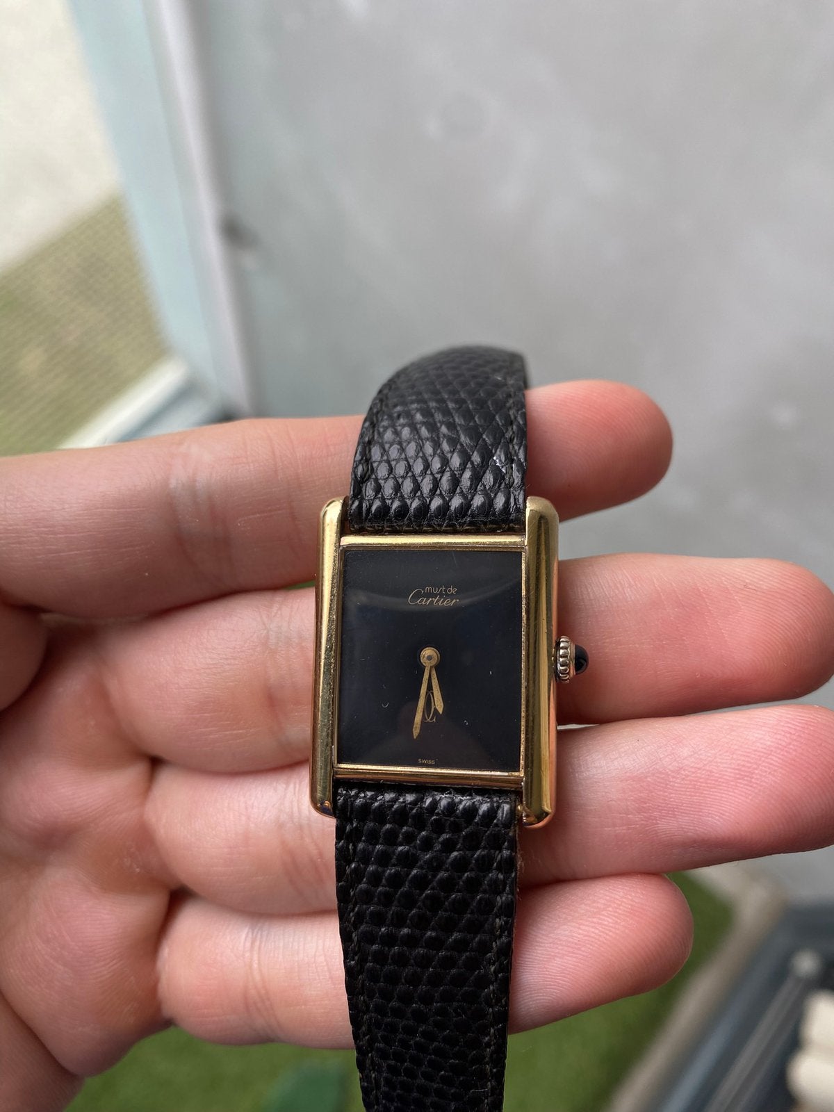 Perfect Must De Cartier Tank Onyx Calibre 78-1, Sieraden, Tassen en Uiterlijk, Horloges | Antiek, Overige merken, 1960 of later