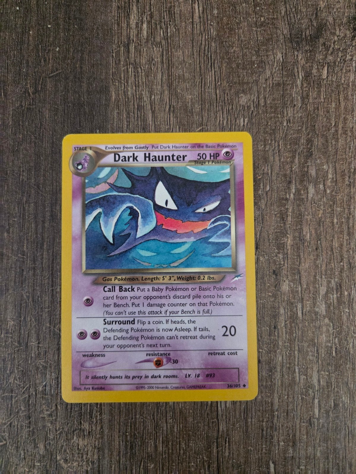 Dark Haunter Pokémon Kaart 36/105 (Engels), Ophalen of Verzenden, Gebruikt, Losse kaart