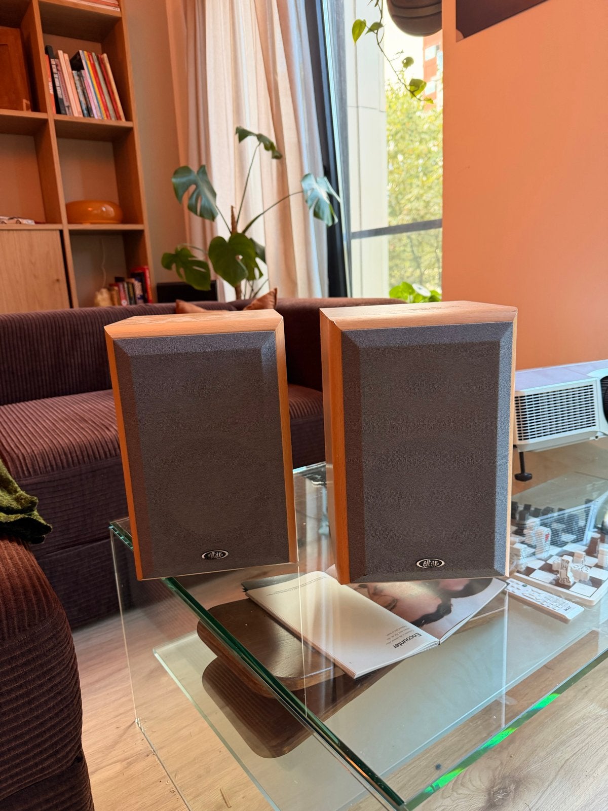 Eltax Boekenplank Speakers - Beukenhout & Grijs, Overige merken, Gebruikt, Ophalen of Verzenden, Geschikt voor surround/home cinema
